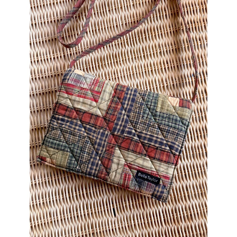 Vintage Bella Taylor Quilted Patchwork Plaid Crossbody Purse Rustic Americana